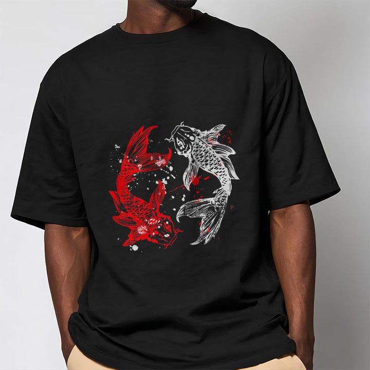 Buddha Stones Red Black Koi Fish Tee T-shirt - image 5