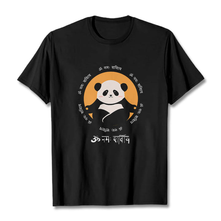 Buddha Stones Panda Sanskrit Namah Shivaya Tee T-shirt - Black - 2XL - image 4