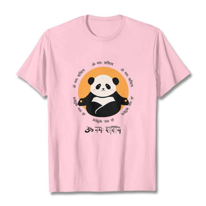 Buddha Stones Panda Sanskrit Namah Shivaya Tee T-shirt - LightPink - 2XL - image 12