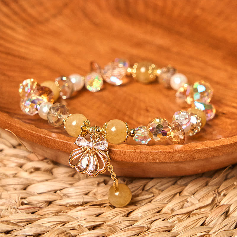Buddha Stones Natural Amethyst Citrine Pearl Shell Peace Bracelet - image 7