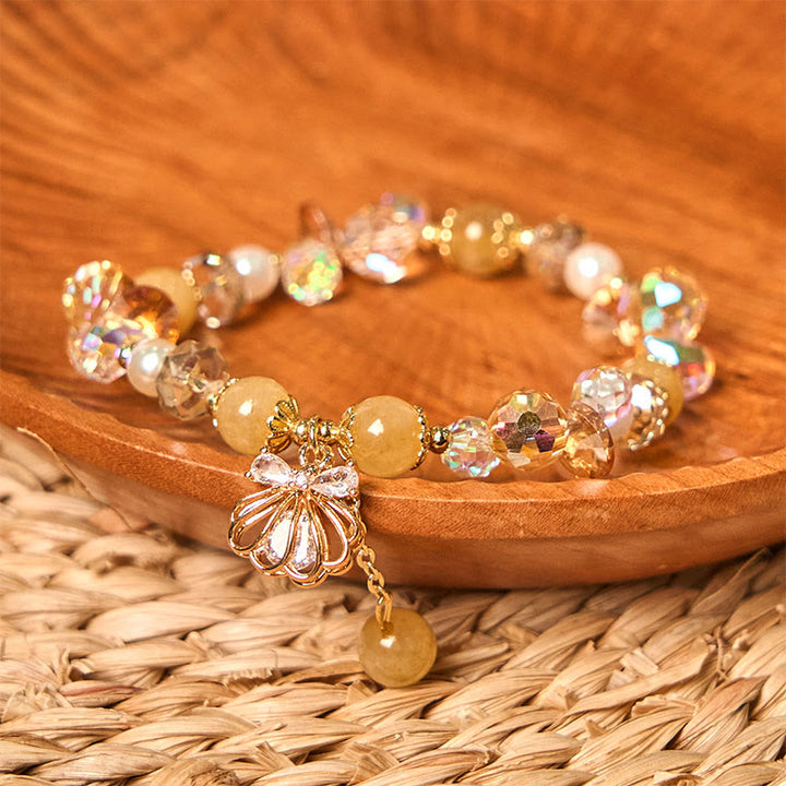 Buddha Stones Natural Amethyst Citrine Pearl Shell Peace Bracelet - image 7