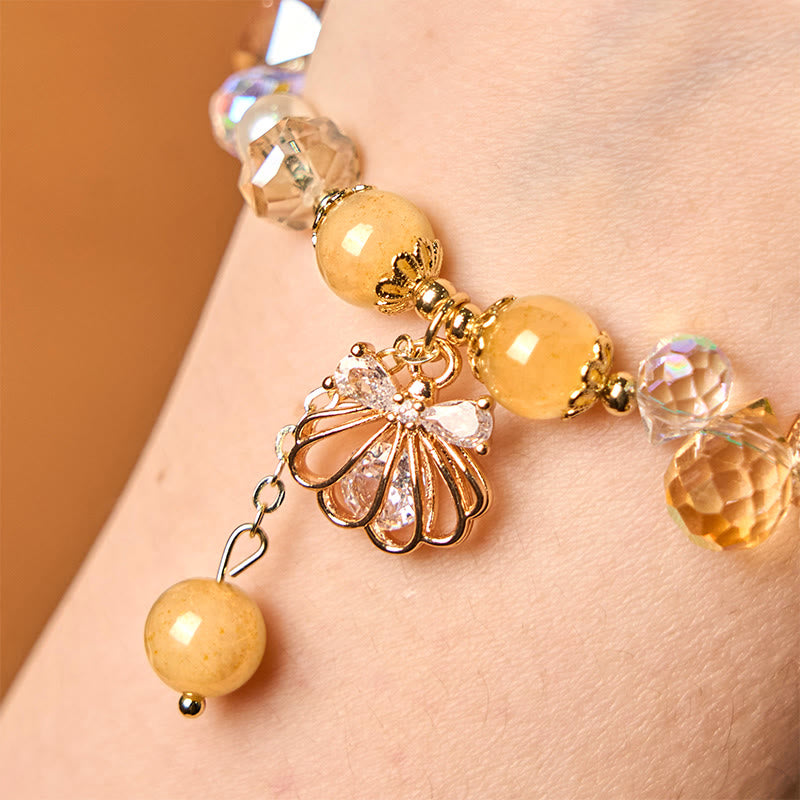 Buddha Stones Natural Amethyst Citrine Pearl Shell Peace Bracelet - image 10