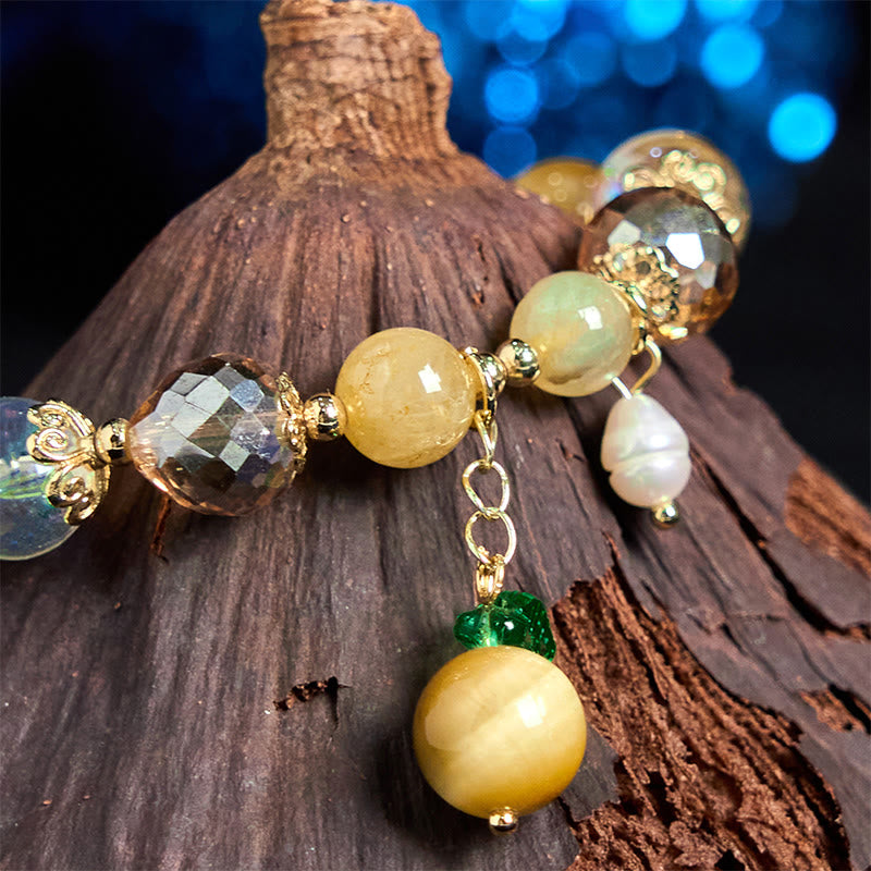 Buddha Stones Natural Tiger Eye Beads Green Leaf Courage Bracelet - image 2