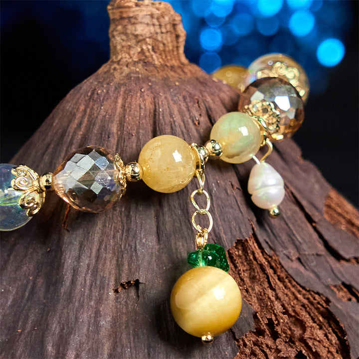 Buddha Stones Natural Tiger Eye Beads Green Leaf Courage Bracelet - image 2