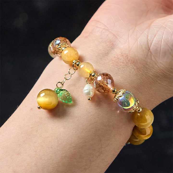 Buddha Stones Natural Tiger Eye Beads Green Leaf Courage Bracelet - image 4