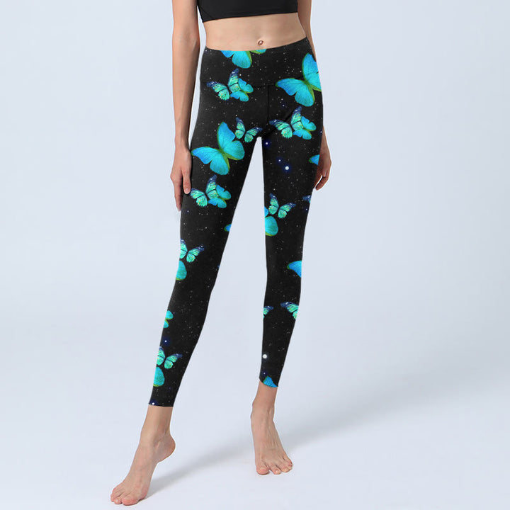 Buddha Stones Butterfly Starlight Print Exercise Leggings Women's Yoga Pants - image 5