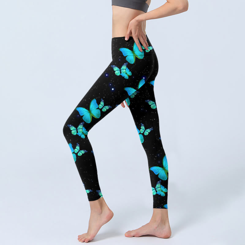 Buddha Stones Butterfly Starlight Print Exercise Leggings Women's Yoga Pants - image 2