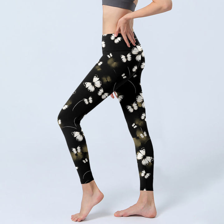 Buddha Stones White Butterfly Starlight Print Exercise Leggings Women's Yoga Pants - image 2