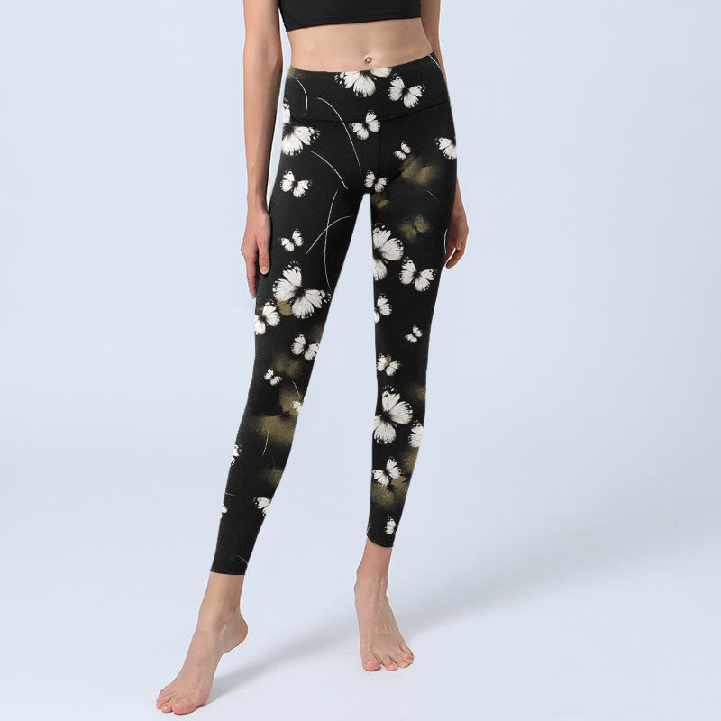 Buddha Stones White Butterfly Starlight Print Exercise Leggings Women's Yoga Pants - image 6