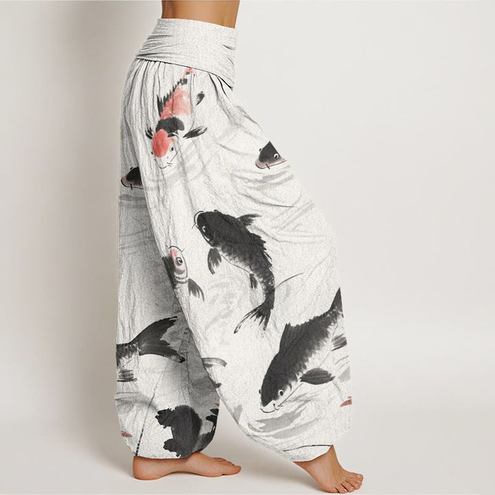 Buddha Stones Casual Koi Fish Pattern Women's Elastic Waist Harem Pants - image 2