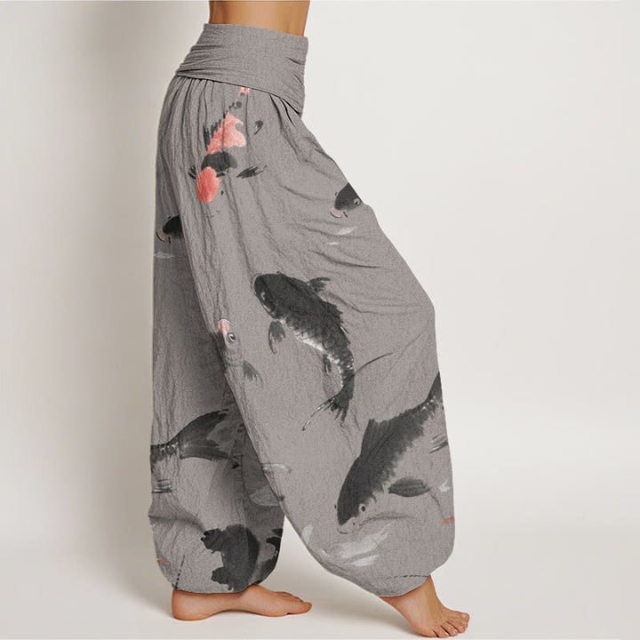 Buddha Stones Casual Koi Fish Pattern Women's Elastic Waist Harem Pants - image 6
