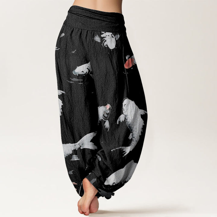 Buddha Stones Casual Koi Fish Pattern Women's Elastic Waist Harem Pants - image 8