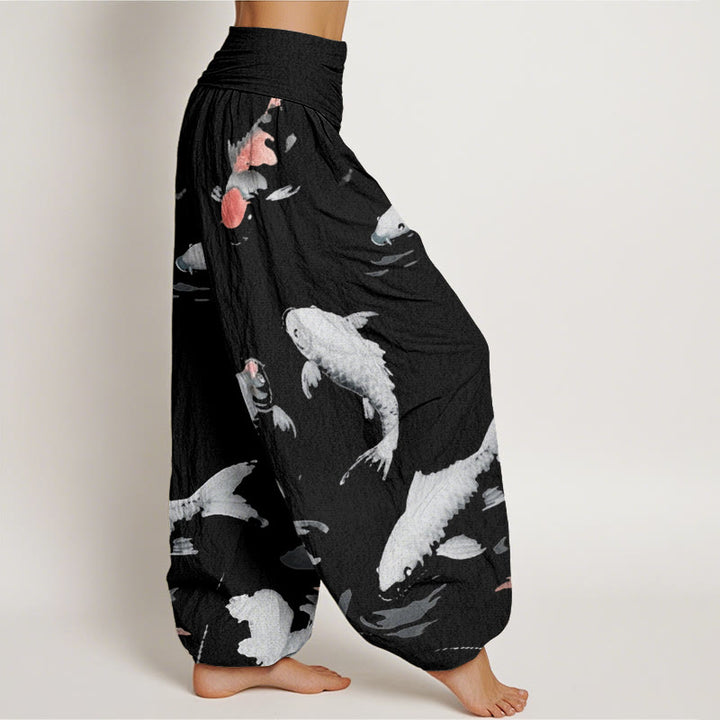 Buddha Stones Casual Koi Fish Pattern Women's Elastic Waist Harem Pants - image 9