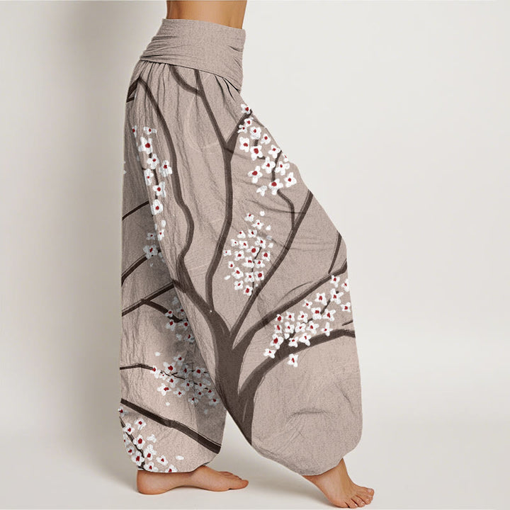 Buddha Stones Casual Plum Blossom Branch Pattern Women's Elastic Waist Harem Pants - image 6