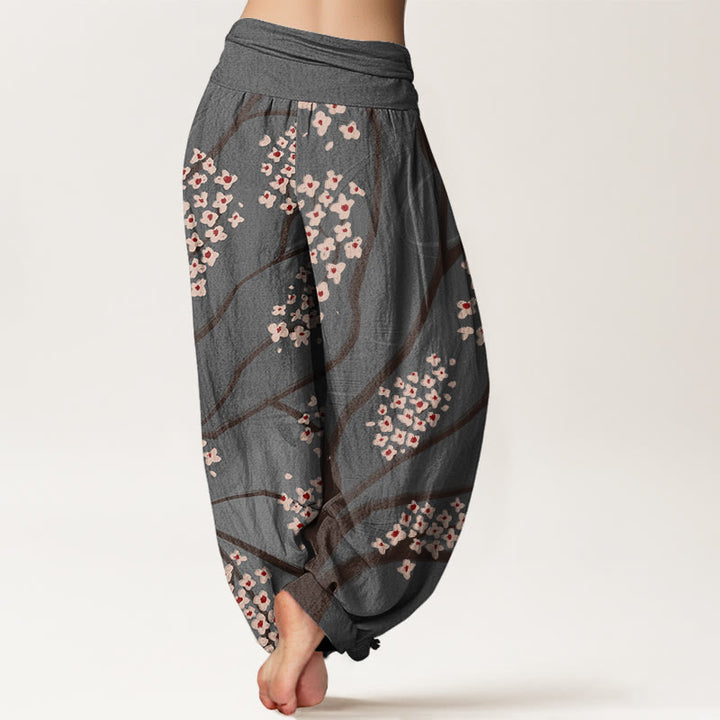 Buddha Stones Casual Plum Blossom Branch Pattern Women's Elastic Waist Harem Pants - image 8