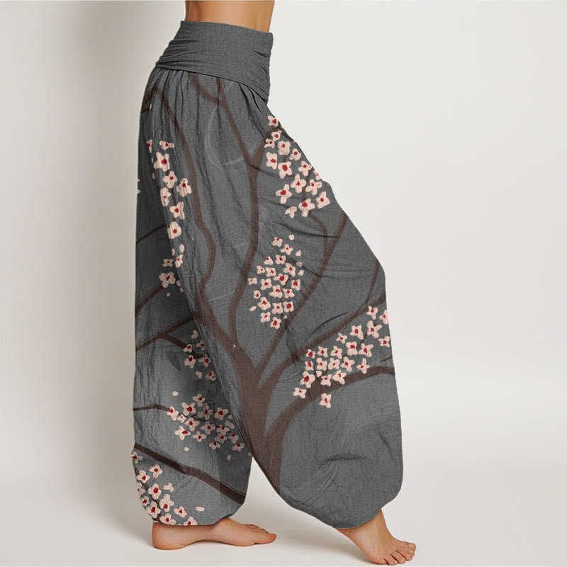 Buddha Stones Casual Plum Blossom Branch Pattern Women's Elastic Waist Harem Pants - image 9