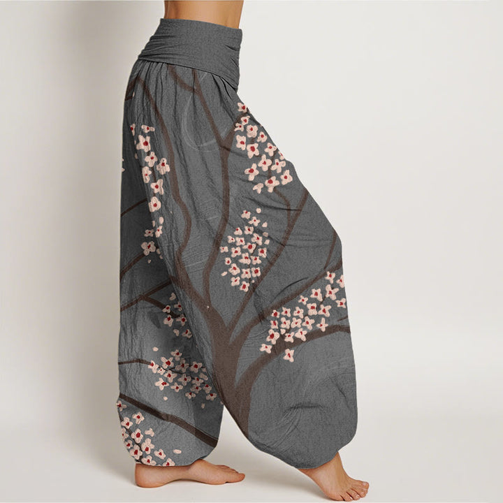 Buddha Stones Casual Plum Blossom Branch Pattern Women's Elastic Waist Harem Pants - image 9