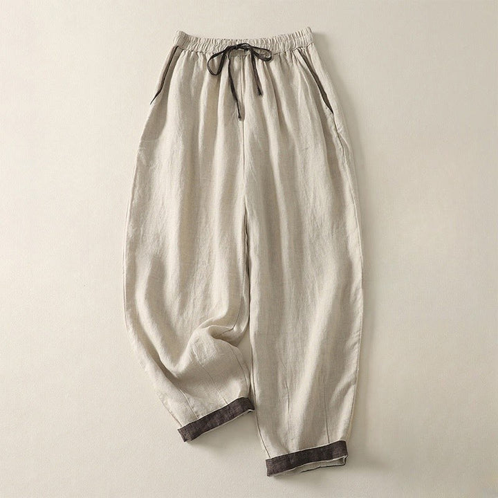 Buddha Stones Summer Casual Pure Color Drawstring Women's Harem Pants With Pockets - Linen - US8-10，UK/AU12-14，EU40-42 (2XL) - image 0