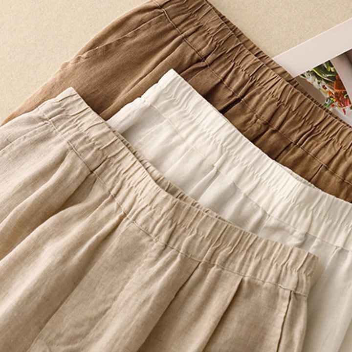 Buddha Stones Casual Plain Frog-Button Design 7-8 Length Cotton Linen Women's Harem Pants With Pockets - image 20