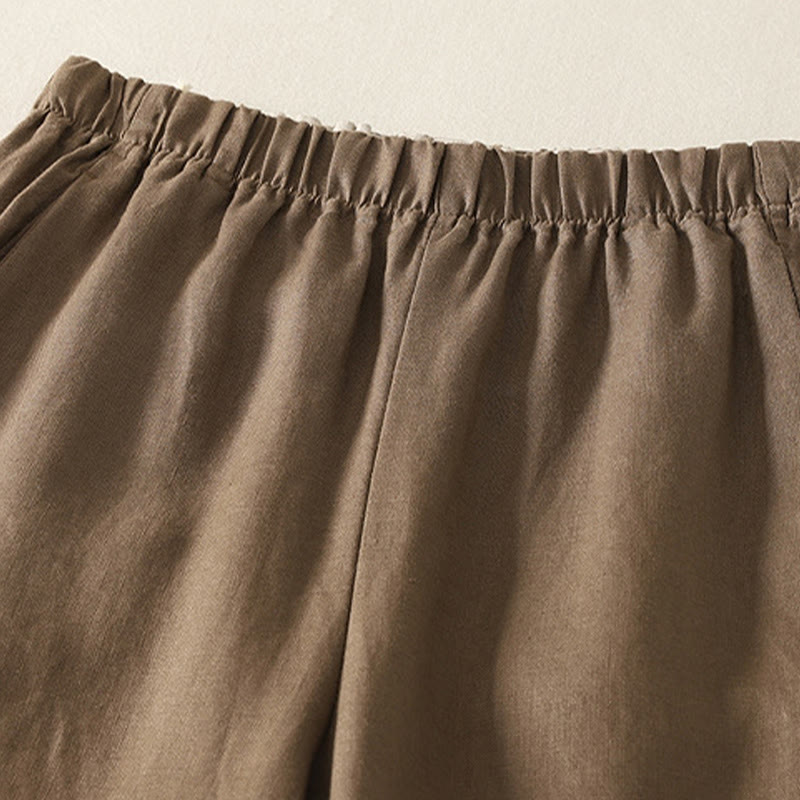 Buddha Stones Daily Plain Simple Design Cotton Linen Women's Pants With Pockets - image 8