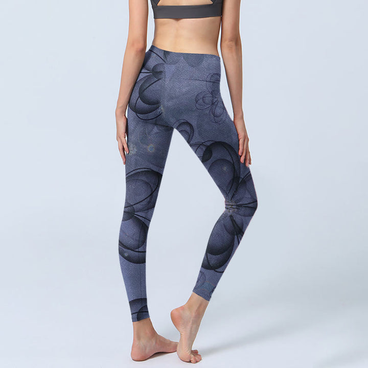 Buddha Stones Abstract Petals Pattern Print Gym Leggings Women's Yoga Pants - image 4