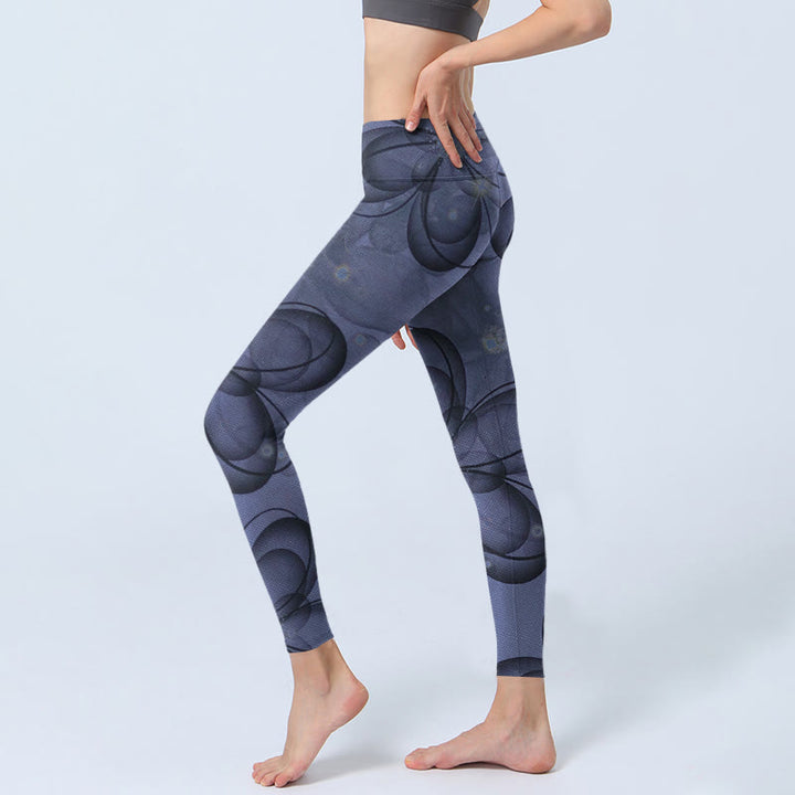 Buddha Stones Abstract Petals Pattern Print Gym Leggings Women's Yoga Pants - image 2
