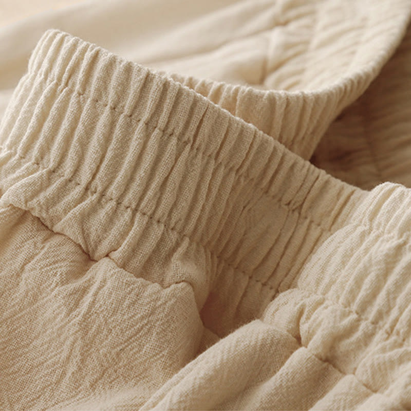 Buddha Stones Daily Plain Elastic Waistband Cotton Linen Women's Pants With Pockets - image 11