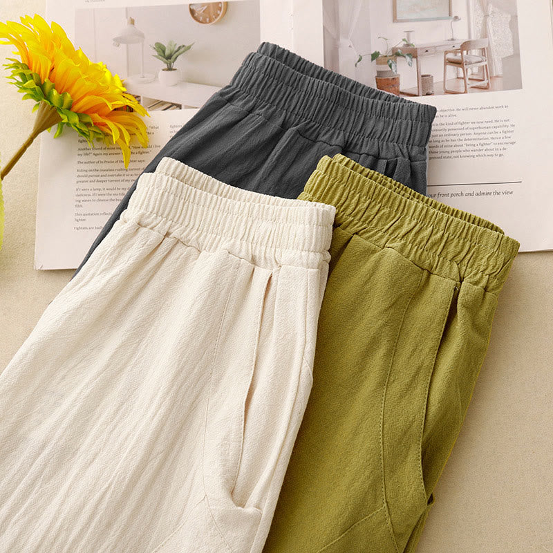 Buddha Stones Daily Plain Elastic Waistband Women's Pants With Pockets - image 16