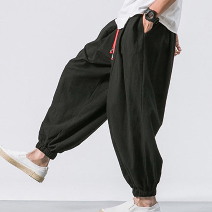 Buddha Stones Casual Sports Men's Solid Color Cotton Drawstring Pants With Pockets - image 10