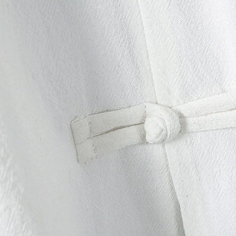 Buddha Stones Summer Frog-button Patchwork Half Sleeve Design Cotton Linen Men's Shirt Jacket - image 6