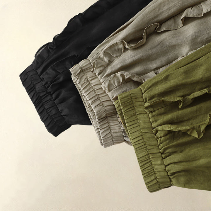 Buddha Stones Summer Plain Ruffle Design Women's Cotton Skirt - image 16