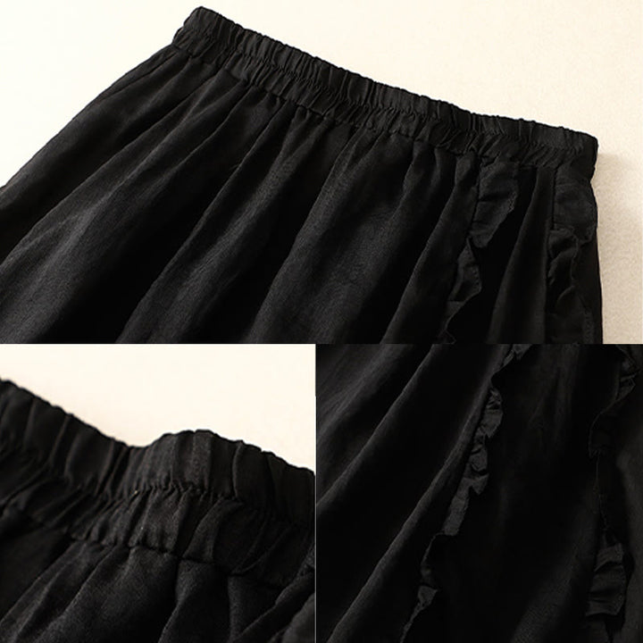 Buddha Stones Summer Plain Ruffle Design Women's Cotton Skirt - image 13