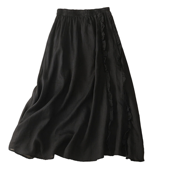 Buddha Stones Summer Plain Ruffle Design Women's Cotton Skirt - image 14