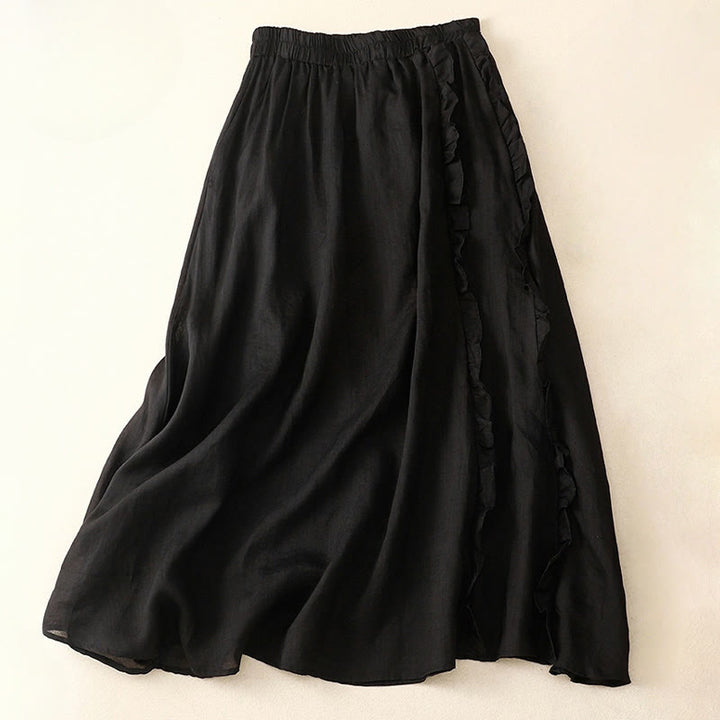 Buddha Stones Summer Plain Ruffle Design Women's Cotton Skirt - Black - US8-10，UK/AU12-14，EU40-42 (2XL) - image 10
