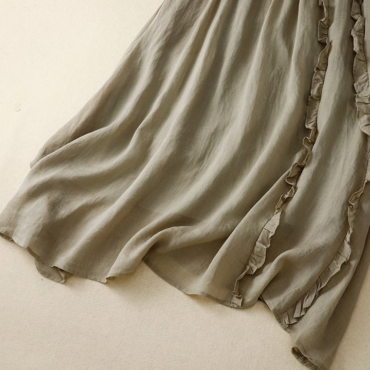 Buddha Stones Summer Plain Ruffle Design Women's Skirt - image 7