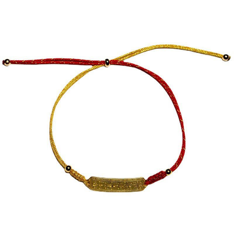 Buddha Stones 14K Gold-plated Copper Amulet Protection Red Golden Rope Bracelet - image 11
