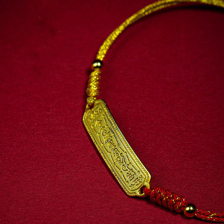 Buddha Stones 14K Gold-plated Copper Amulet Protection Red Golden Rope Bracelet - image 6