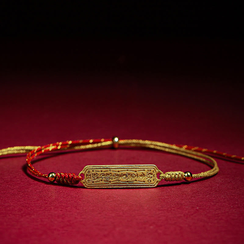 Buddha Stones 14K Gold-plated Copper Amulet Protection Red Golden Rope Bracelet - 14-17cm - image 0