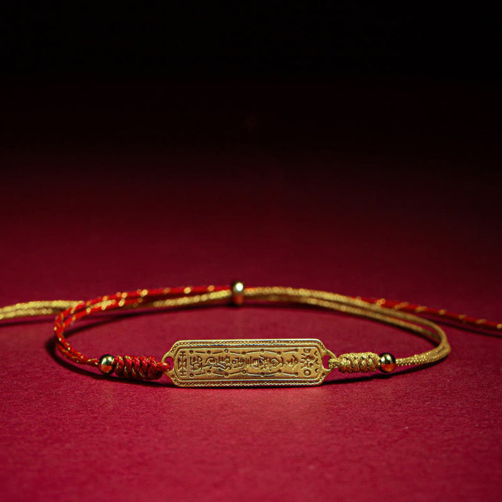 Buddha Stones 14K Gold-plated Copper Amulet Protection Red Golden Rope Bracelet - 14-17cm - image 0