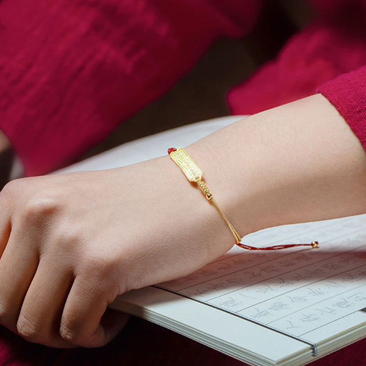 Buddha Stones 14K Gold-plated Copper Amulet Protection Red Golden Rope Bracelet - image 8