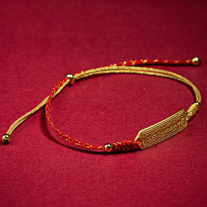 Buddha Stones 14K Gold-plated Copper Amulet Protection Red Golden Rope Bracelet - image 2