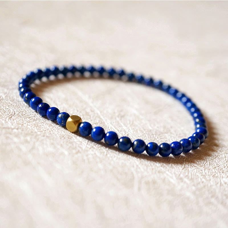 Buddha Stones 4mm Ultra-thin Lazurite Lapis Lazuli Beads Self Care Bracelet - image 6