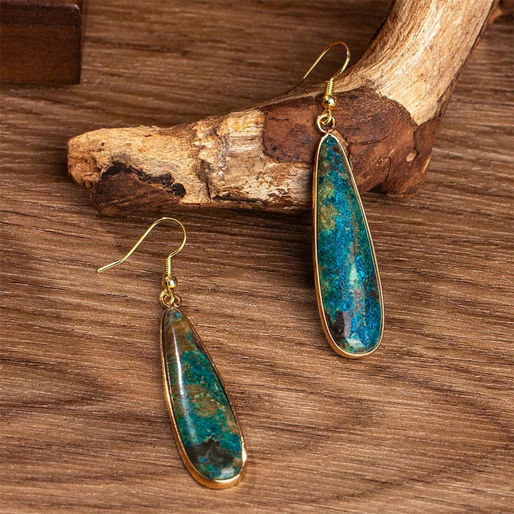 Buddha Stones Emperor Stone Water Drop Happiness Dangle Earrings - image 3