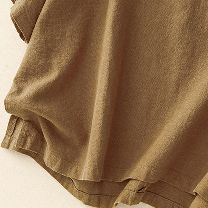 Buddha Stones Casual Plain  Women's Crew Neck Design Loose Half Sleeve Cotton Linen T-shirt - image 18