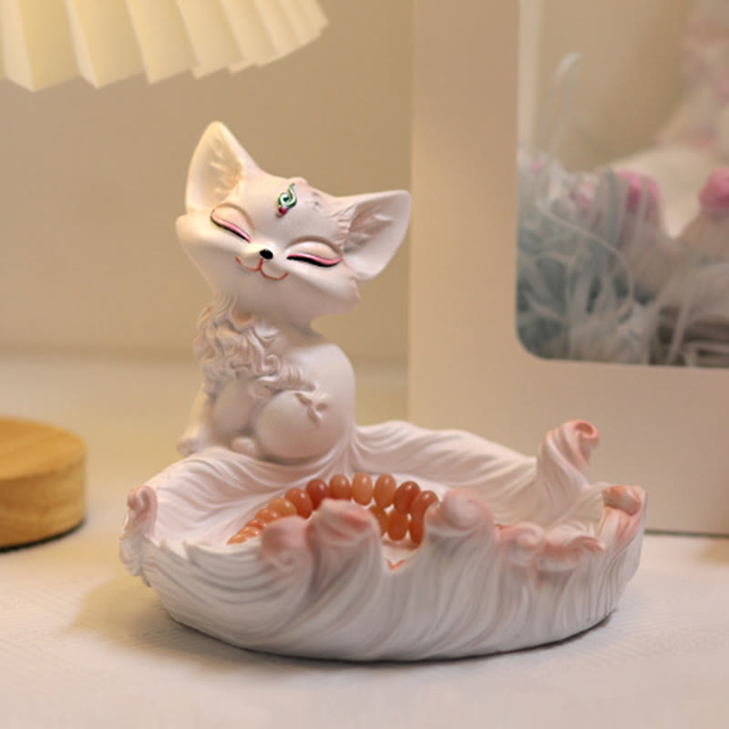 Buddha Stones Nine Tailed Fox Luck Resin Storage Ornaments Home Decoration - image 1