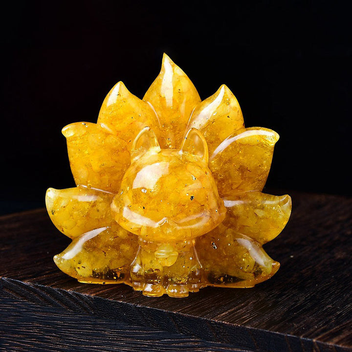 Buddha Stones Small Various Stone Pink Crystal Citrine Amethyst Nine Tailed Fox Warmth Home Decoration - Citrine 8.8*6.9*8cm - image 4