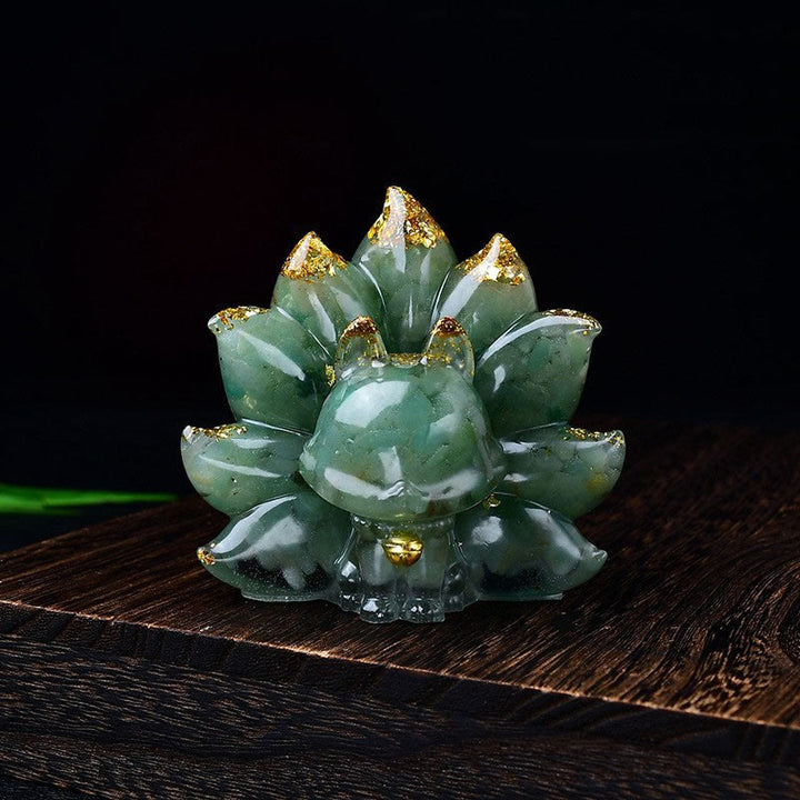 Buddha Stones Small Various Stone Pink Crystal Citrine Amethyst Nine Tailed Fox Warmth Home Decoration - Green Aventurine 8.8*6.9*8cm - image 24