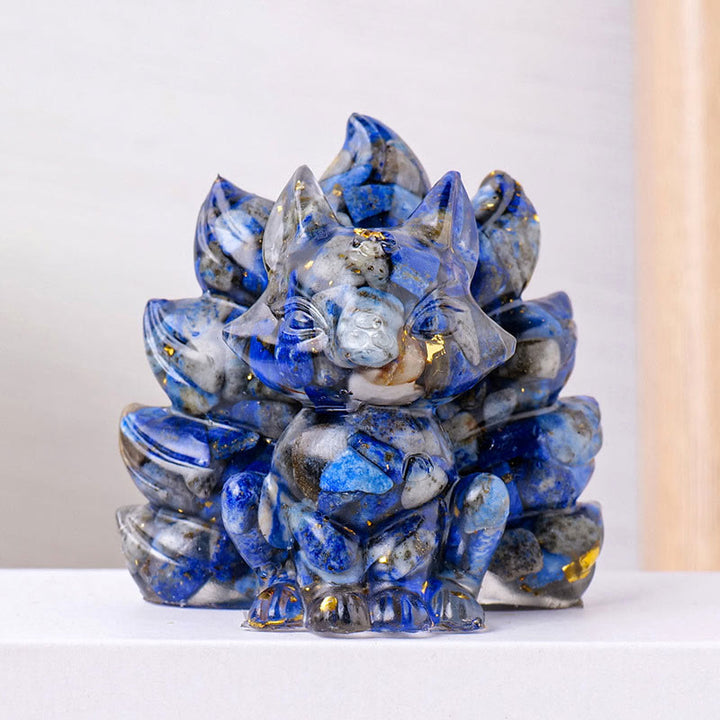 Buddha Stones Small Various Stone Strawberry Quartz Amethyst Green Aventurine Nine Tailed Fox Healing Home Decoration - Lazurite - 8*8.7cm - image 24