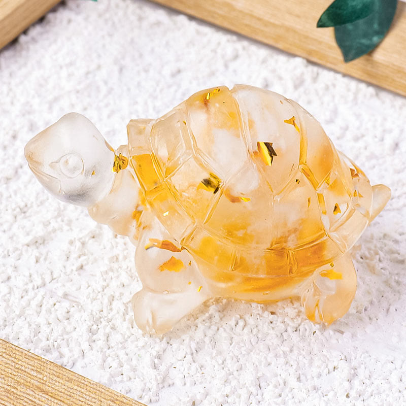 Buddha Stones Various Stone Citrine Green Aventurine Amethyst Mini Turtle Prosperity Home Decoration - Citrine Stone 5*3*2.7cm - image 1