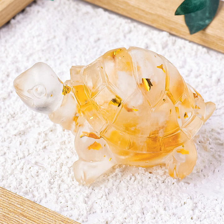 Buddha Stones Various Stone Citrine Green Aventurine Amethyst Mini Turtle Prosperity Home Decoration - Citrine Stone 5*3*2.7cm - image 1